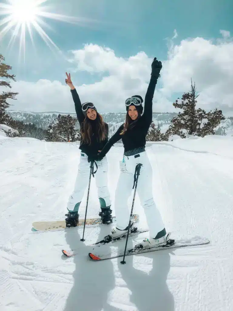 women skiing