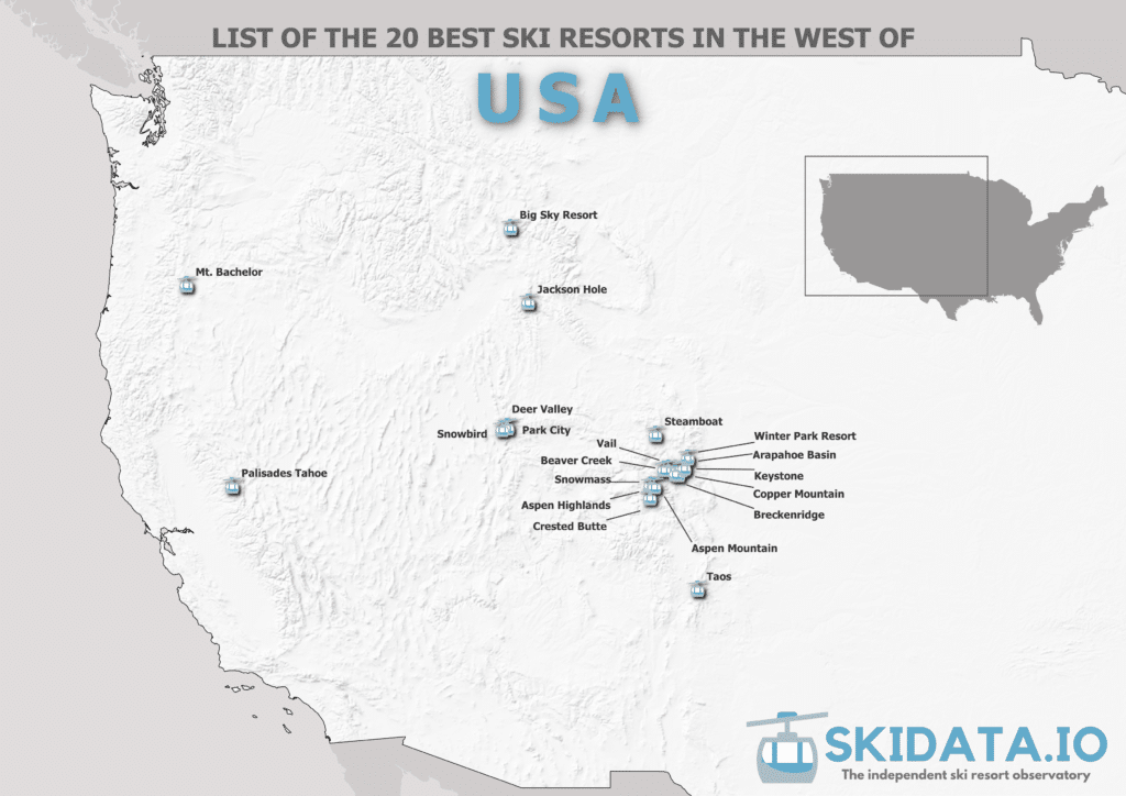 Map of ski resorts in the United - Map Of Ski Resorts In The West Of Usa 1024x724