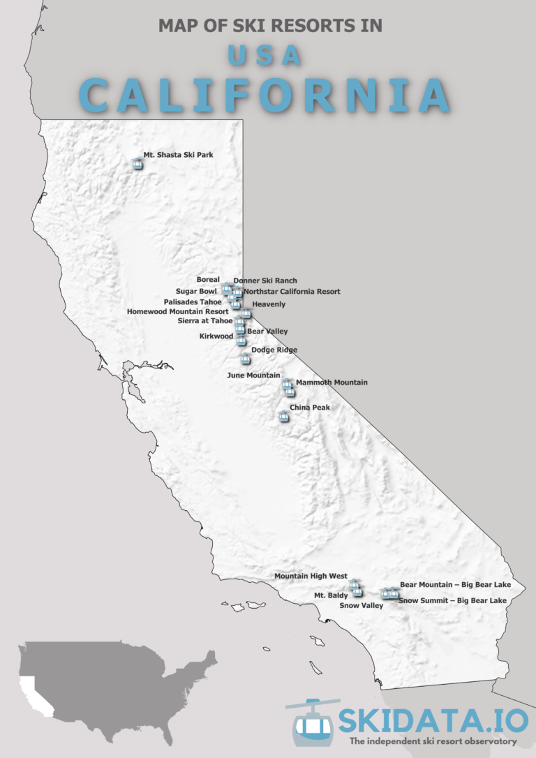 Map of ski resorts in Calfornia - Map Ski Resorts California 768x1086