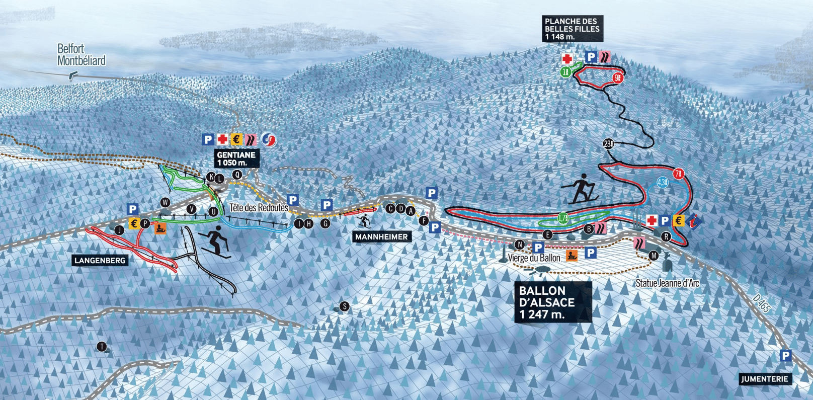 Ballon d'Alsace - Map of the cross-country ski trails