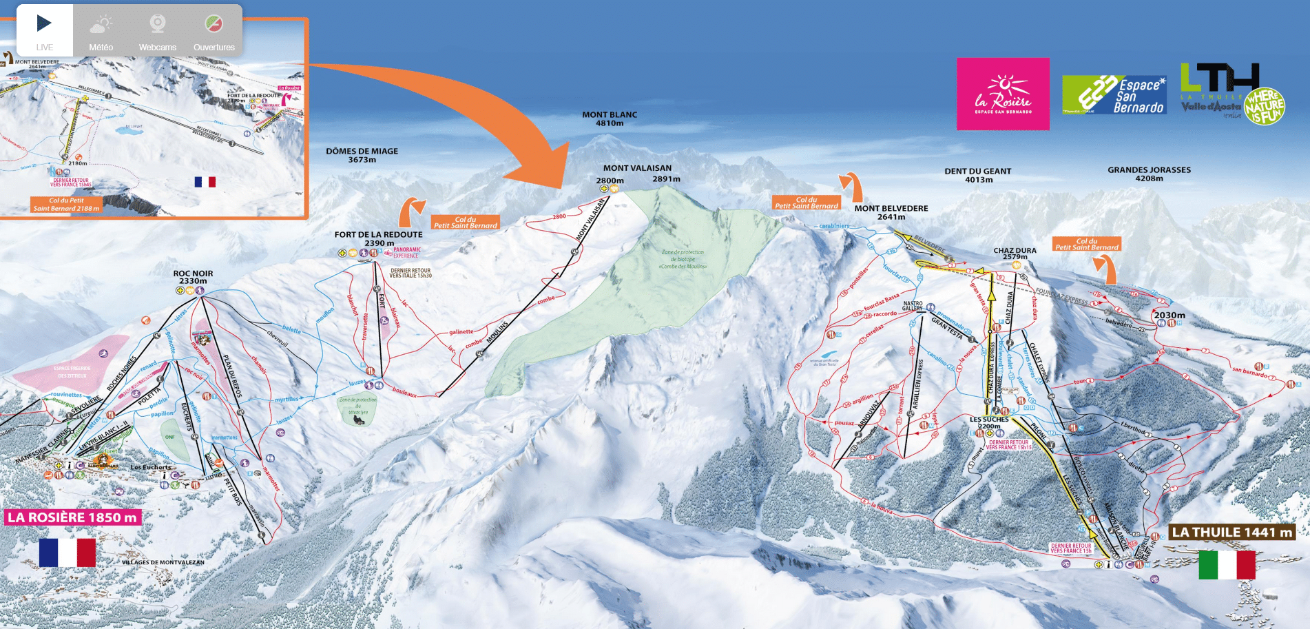 Espace San Bernardo - Plan des pistes de ski