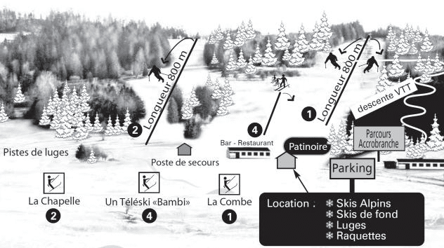 La Combe Saint-Pierre - Plan des pistes de ski