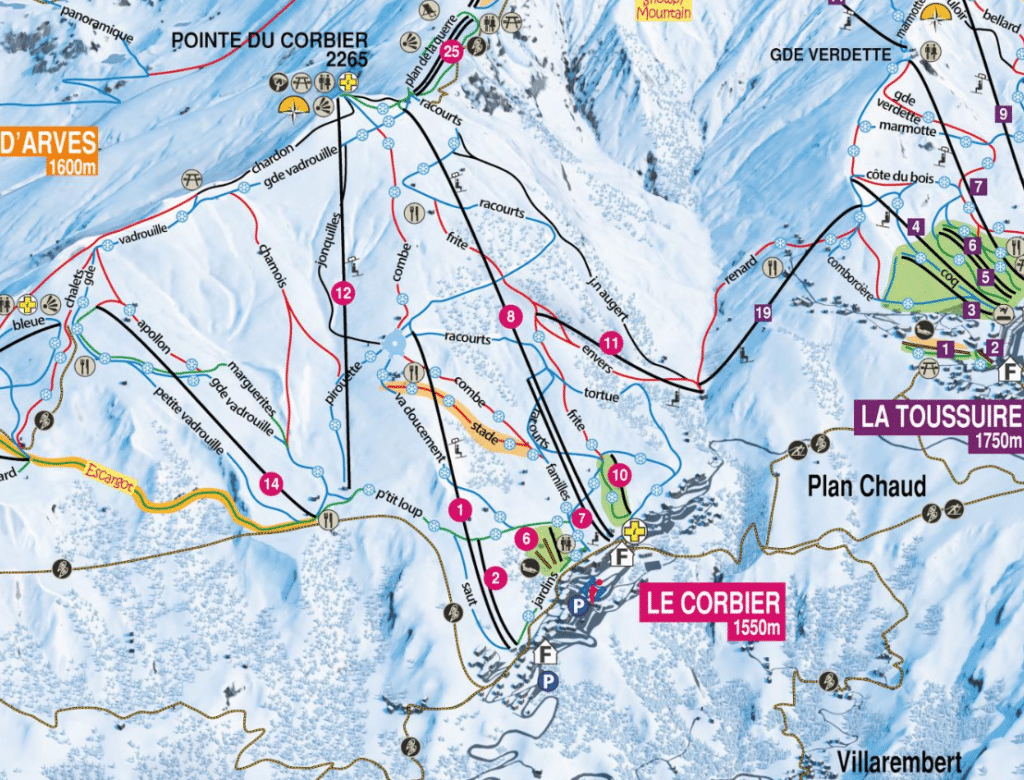 La Corbier - Plan des pistes de ski