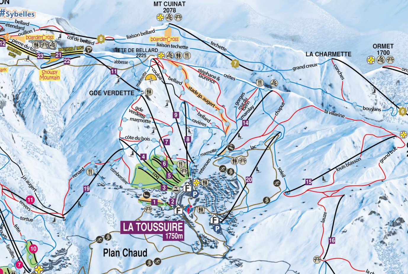 La Toussuire - Ski slope map