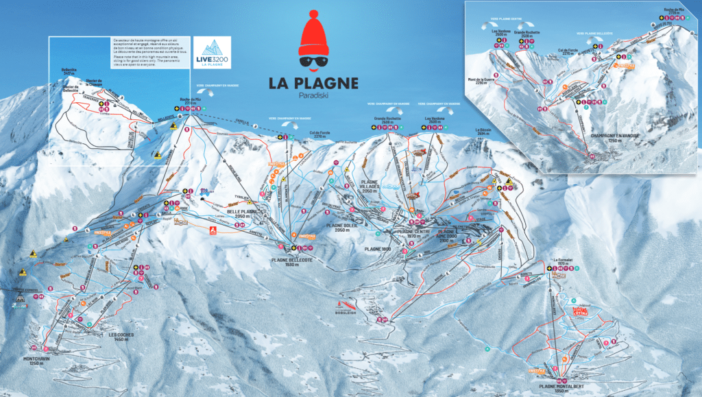 La Plagne - Plan des pistes de ski