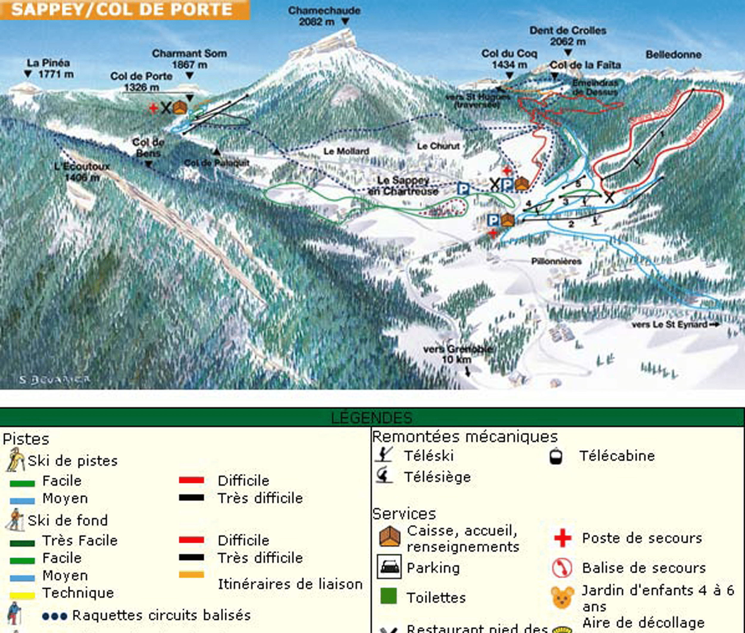 La sappey en chartreuse - Cross country ski trail map