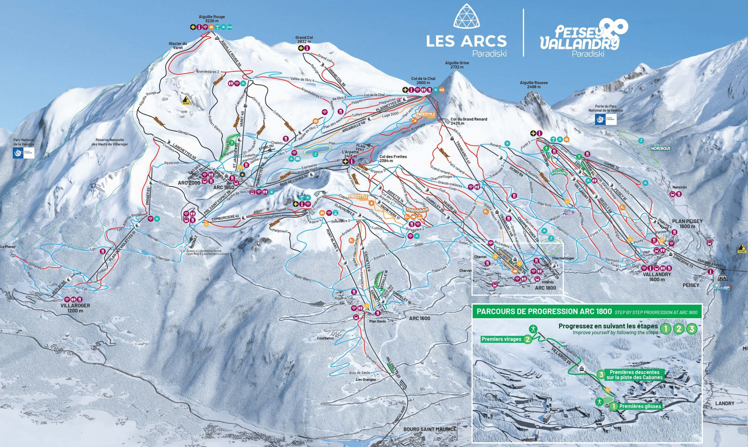 Les Arcs - Ski slopes map