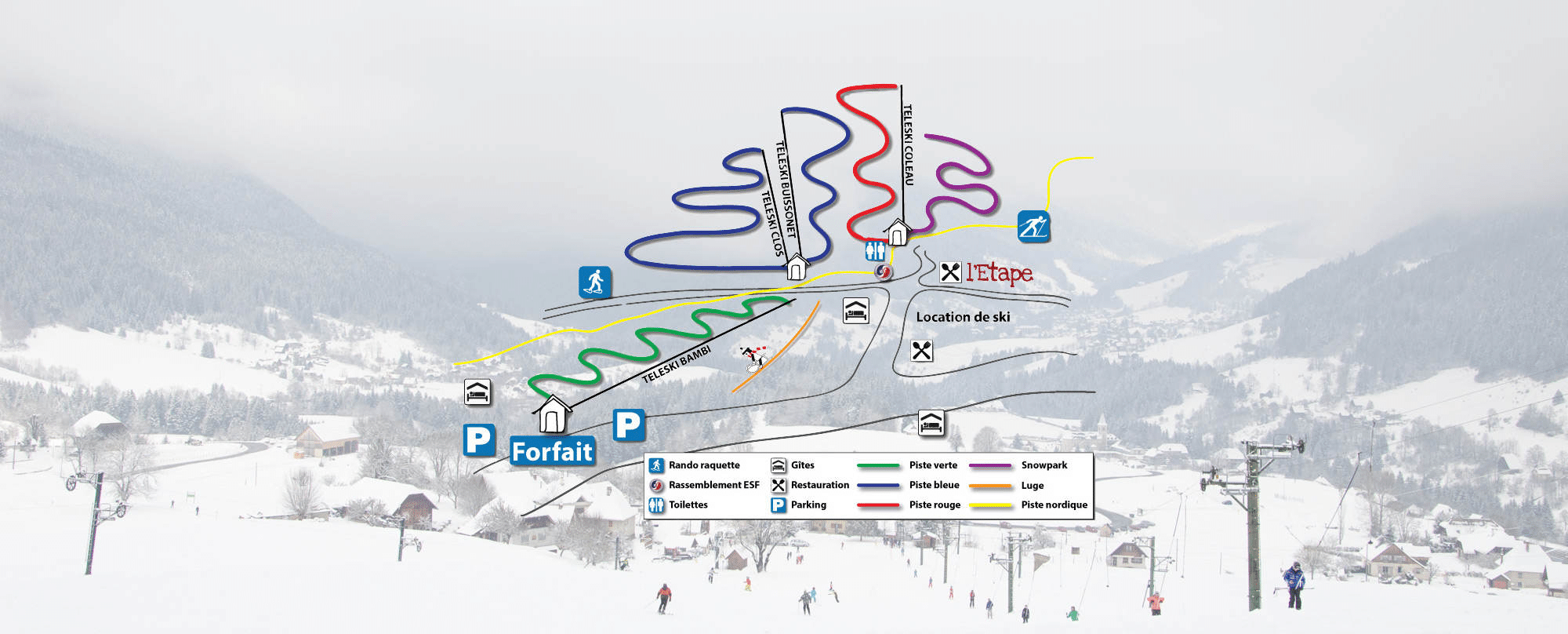 Les Egaux - Plan des pistes de ski