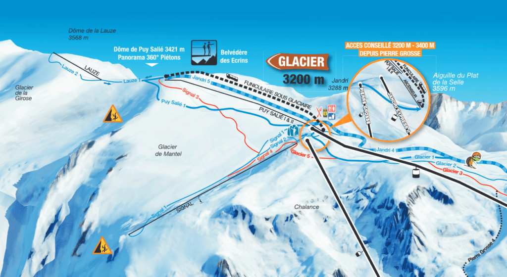 Plan du glacier des 2 alpes