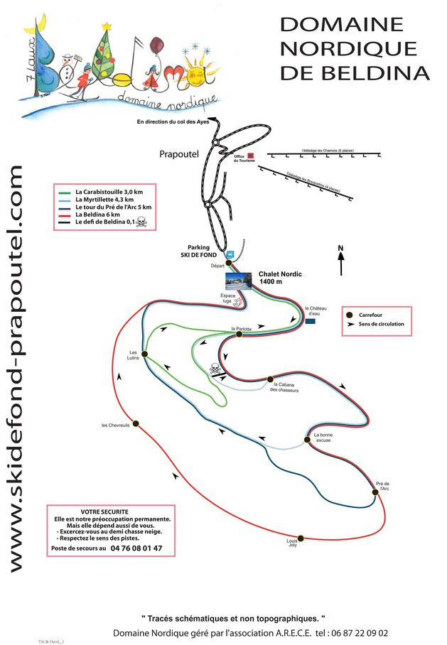 Prapoutel - Les 7 Laux - Plan des pistes de ski de fond
