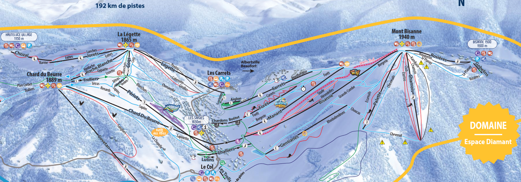 les saisies plan des pistes de ski