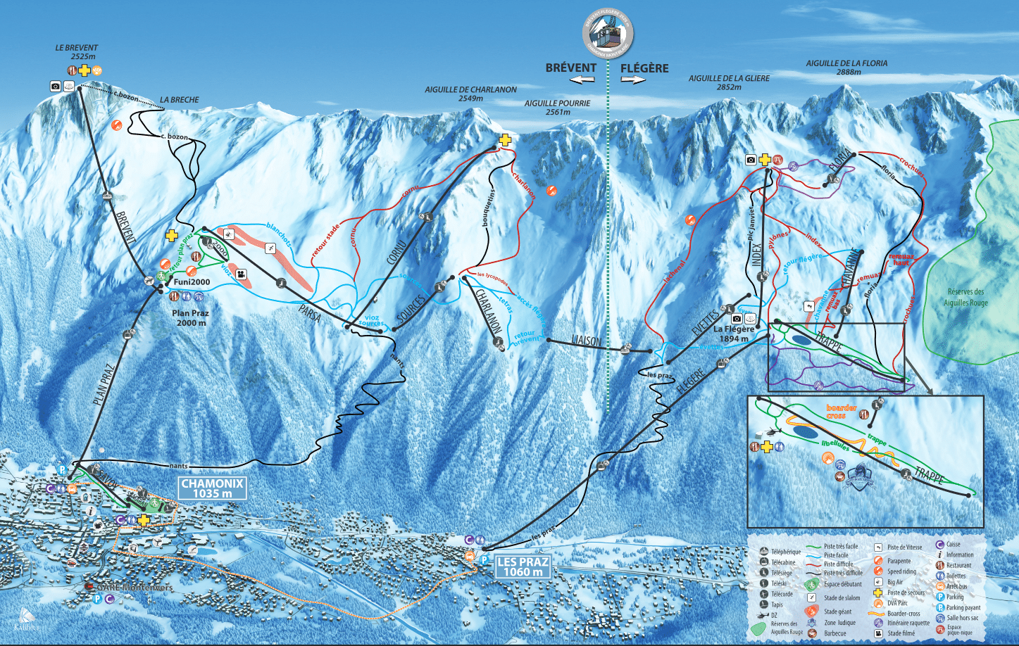 ski area map chamonix brevent flegere