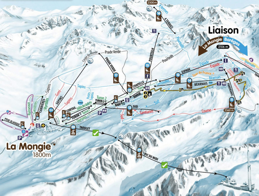 map of the slopes la mongie
