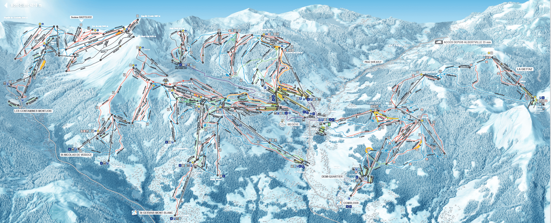 Evasion Mont-Blanc - Plan des pistes de ski