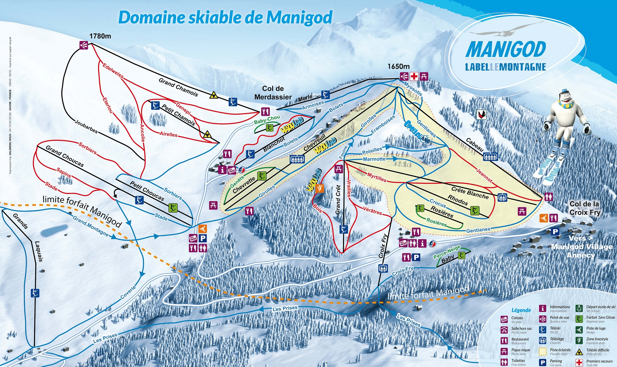 Manigod - Plan des pistes de ski