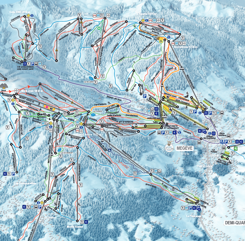 Megeve - Plan des pistes de ski