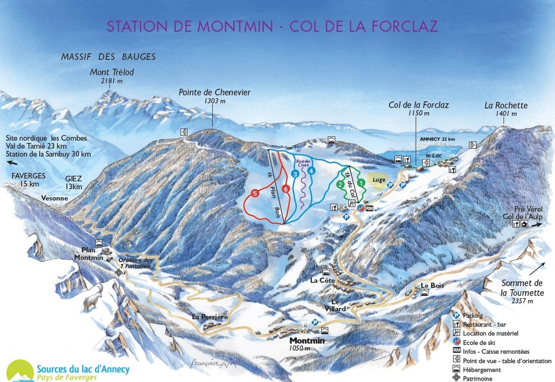 Montmin Forclaz - Plan des pistes de ski