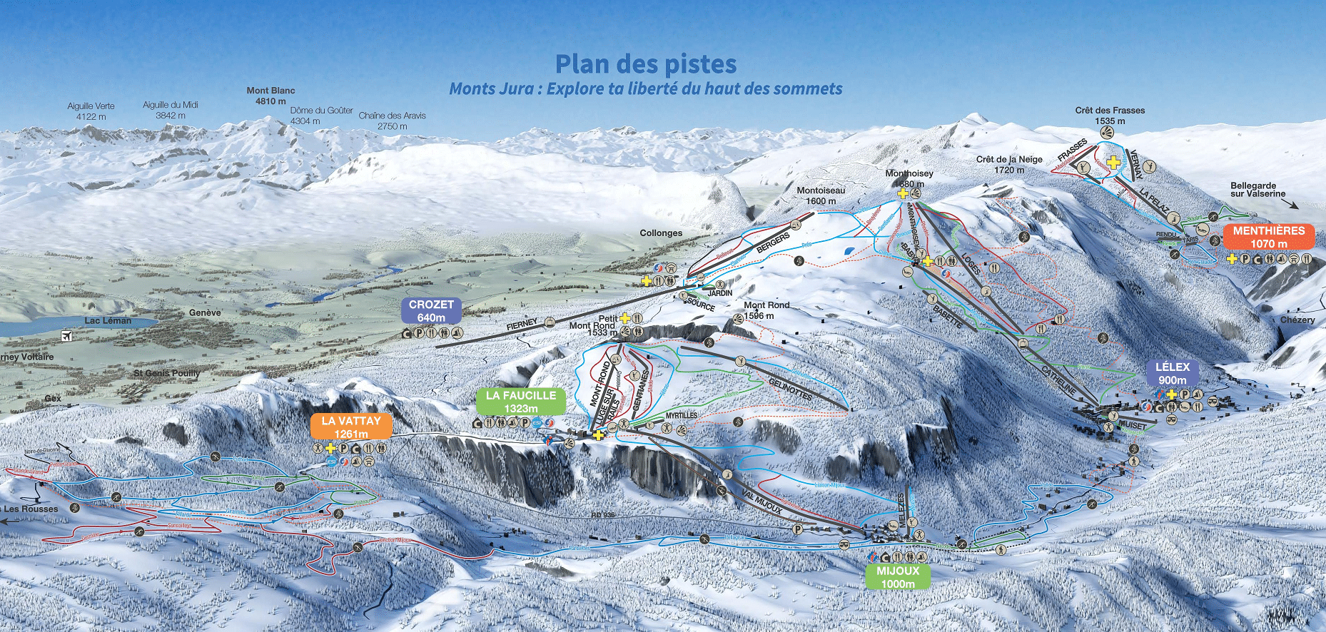 Monts Jura - Plan des pistes de ski