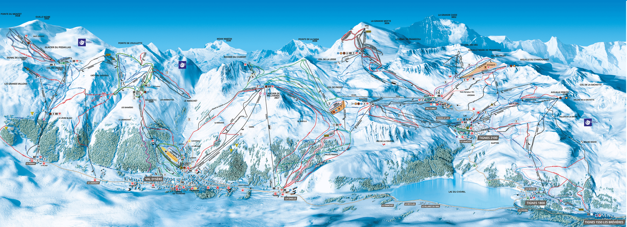 Tignes Val d'isère - Plan des pistes de ski
