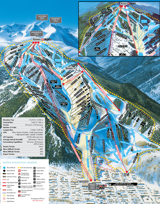 Aspen - Plan des pistes de ski
