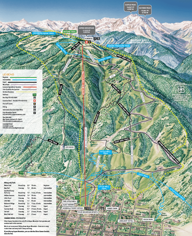 Aspen - Plan des pistes en été