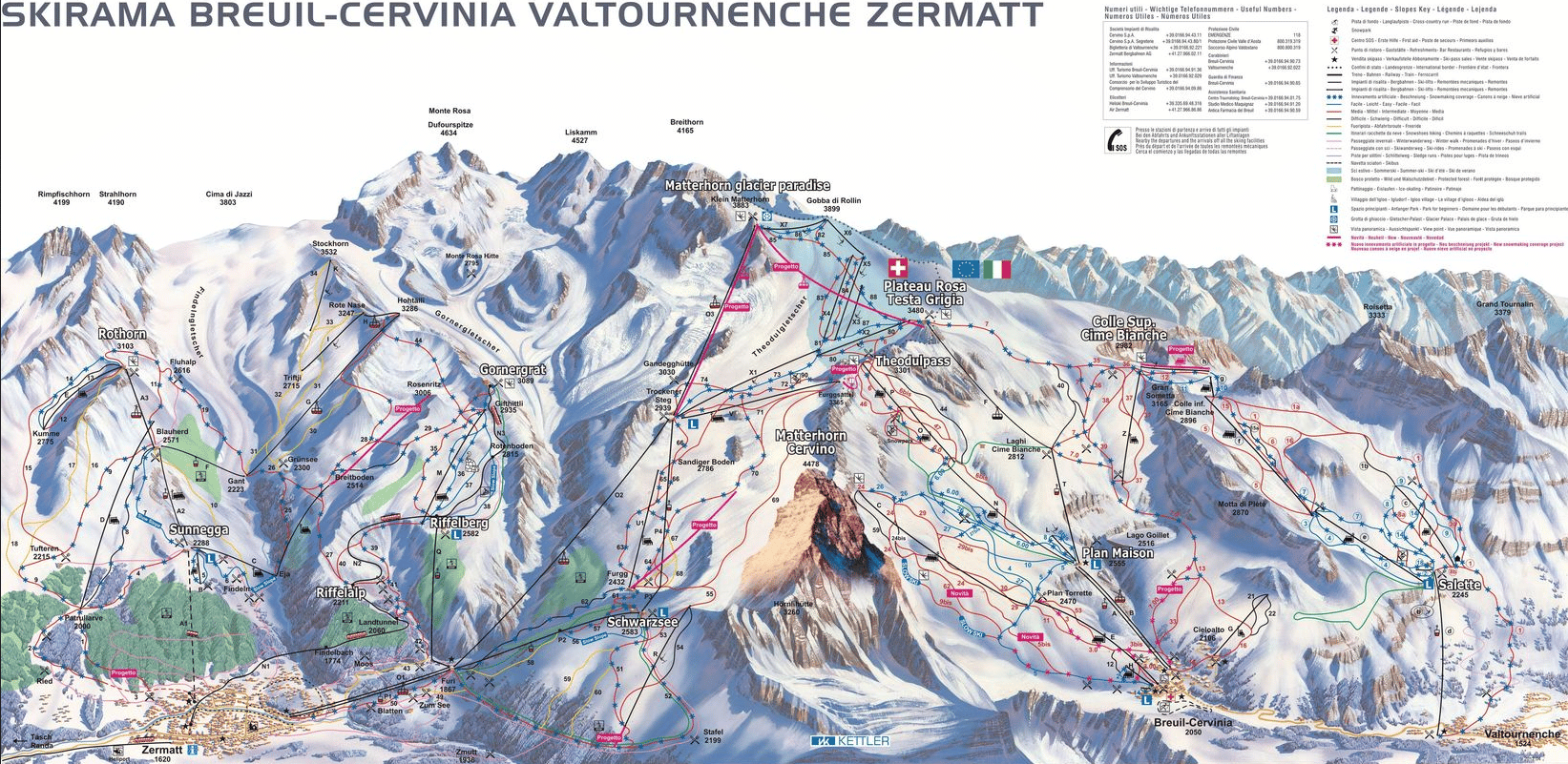 Cervino - Cervinia - Plan des pistes de ski