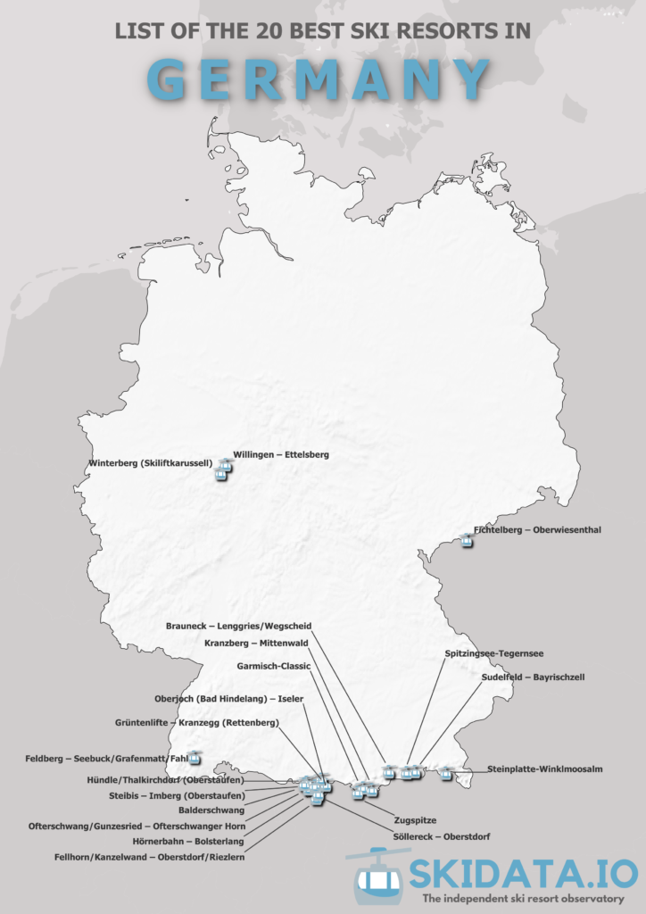 Carte des stations de ski en Allemagne 