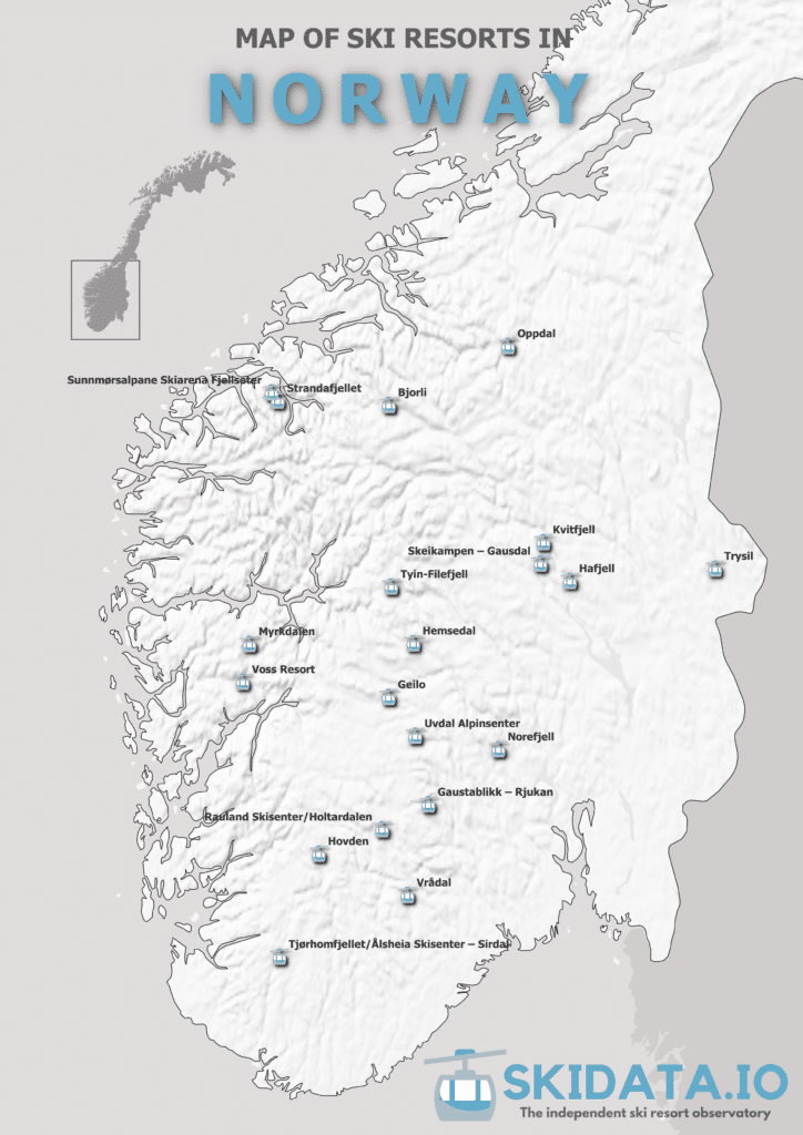 map of ski resorts in norway