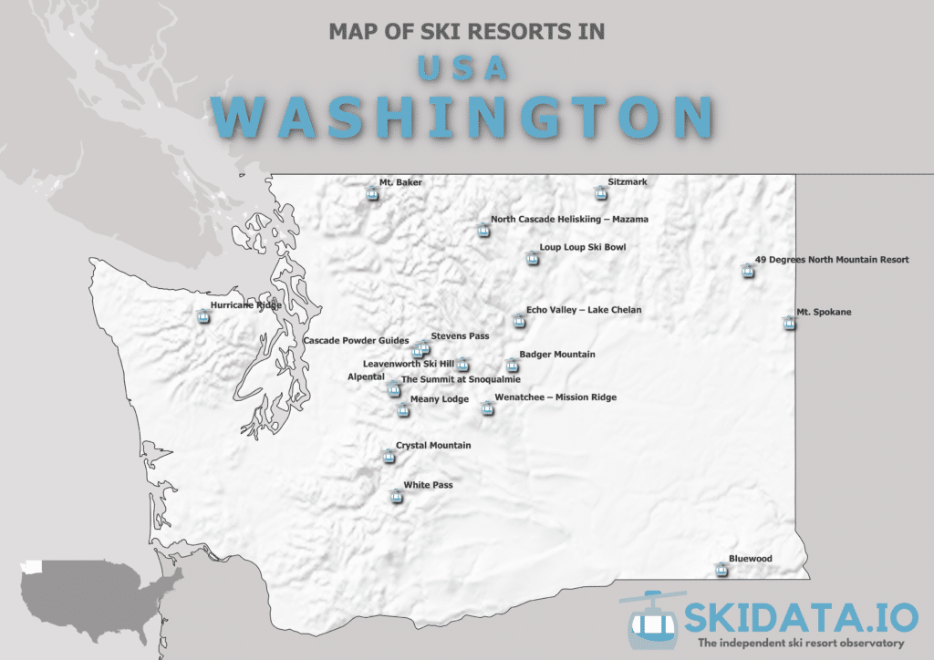 map of ski resorts in the Washington state